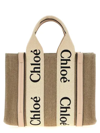 Chloé Chloé Carry Small Tote Bag In Blushy Beige Canvas from