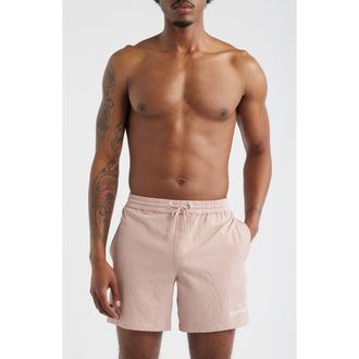 AllSaints Emblem Swim Trunks in Sunbaked Pink at Nordstrom, Size Xx-Large