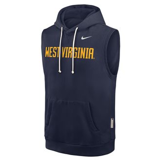 Nike West Virginia Sideline Nike Mens Dri-FIT College Sleeveless Pullover Hoodie in Blue | 03B441SWVN-65K