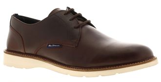 Ben Sherman Mens Shoes Smart Hampton Derby Waxed Leather red - Size UK 10