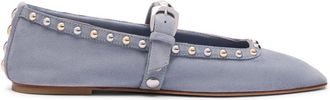Stuart Weitzman Perry Mary Jane Flat - Dames - Ballerinas - Blauw - 41 EU - Leer - Schoenen