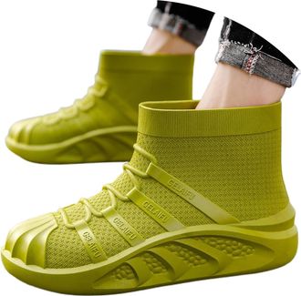 Generic Mens Rain Boots Slip Work Shoes Thick Sole Outdoor Hiking Casual Mid Calf Rubber Boots For All Weather Conditions (Green, 7.5)