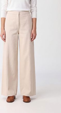 Forte_Forte Pantaloni wide leg in cotone a vita alta con vita elasticizzata