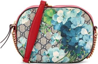 Gucci Chain Blooms Print GG Coated Canvas Mini crossbody bag - Blauw