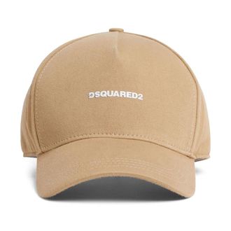 Dsquared2 Logo Appliqu&eacute; Katoenen Pet met Slogan - Heren - Petten - Bruin - ONE Size - Katoen - Accessoires