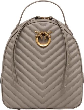 Pinko Love Click Classic Rugzak - Dames - Rugzakken - Grijs - ONE Size - Leer - Tassen