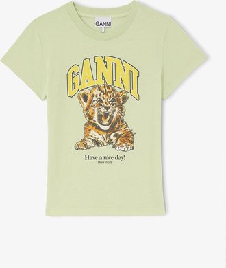 Ganni Seedling Baby Fit T-shirt with Tiger - Size XXS Organic Cotton