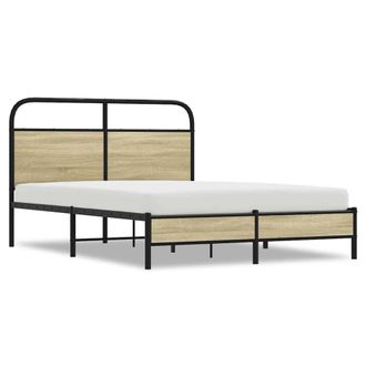 Berkfield Home Bed Frame without Mattress 140x200 cm Sonoma Oak Engineered Wood in Brown