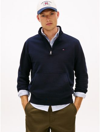 Tommy Hilfiger Mens Fleece Quarter-Zip Sweatshirt - Navy - M