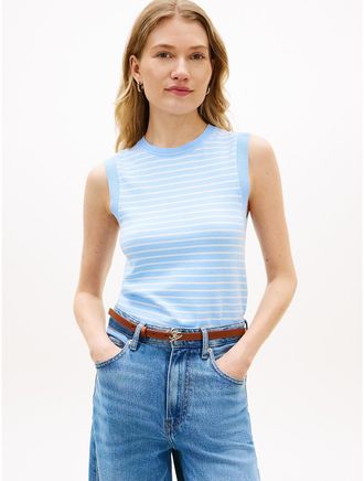 Tommy Hilfiger Womens Sleeveless Crewneck Sweater - Blue - XXS