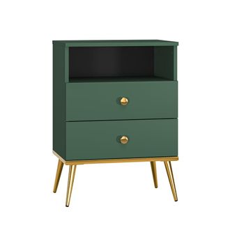 Petits Meubles Mesita de noche 2 cajones estratificado Verde