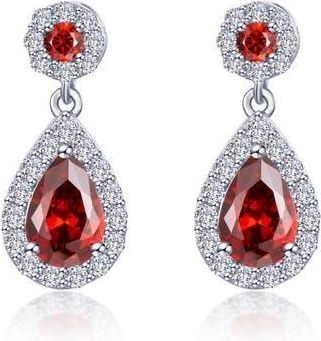 Lafonn Simulated Diamond & Simulated Semiprecious Stone Pear Drop Earrings in Garnet/White at Nordstrom Rack