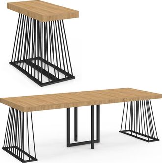IDMarket Consolle Allungabile Yuna, 10 Posti, 235 Cm, Con Piano In Legno E Gamba In Filo Metallico Nero