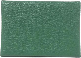 Herm&egrave;s Green Chevre Leather Coin Purse/Coin Case (Pre-Owned)
