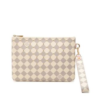 Louis Vuitton Pre-owned Studded Damier Canvas Clutch - Dames - Pre-owned - Wit - Maat: ONE Size