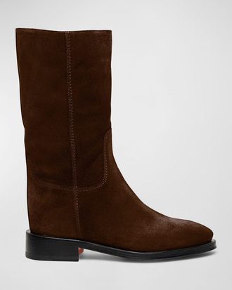 Santoni Fleeces Suede Tall Ranch Boots