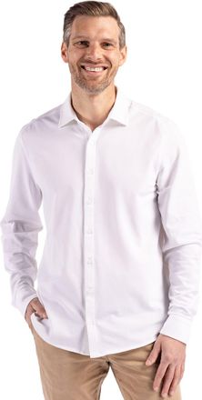 Cutter & Buck Advantage Tri-Blend Eco Soft Pique Long Sleeve Knitted Mens Button Up