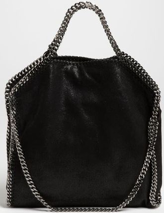 Stella McCartney Falabella Shaggy Deer Faux Leather Foldover Tote in Black at Nordstrom