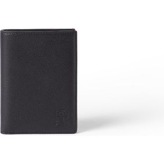 Brunello Cucinelli Grained leather passport holder in Black at Nordstrom