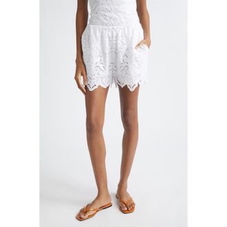 Toccin Pavlina Eyelet Embroidery Shorts in Optic at Nordstrom, Size Xx-Small