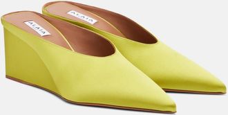 Alaia Ala&iuml;a Cube satin wedge mules