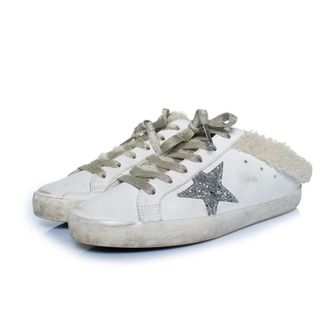Golden Goose Pre-owned Womens shearling superstar slip-on sneakers - White Leather - Size EU 39