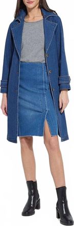 Lyss&eacute; Paris Tencel Denim Trench In Dark Midwash