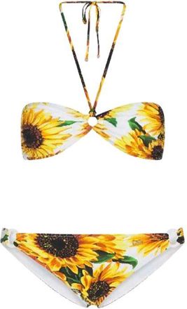 Dolce & Gabbana Sunflower Printed Two Piece Bikini Size M