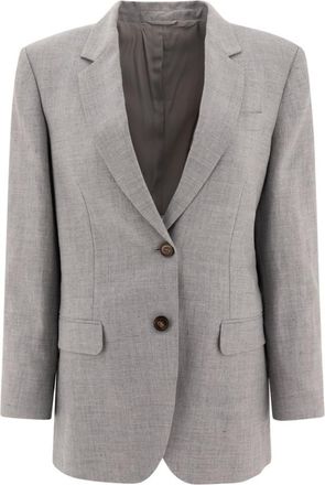 Brunello Cucinelli Light Grey Linen Wool Blazer, Brand Size 38 (US Size 4)
