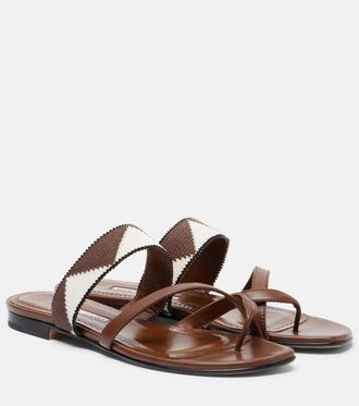 Manolo Blahnik Susastra cotton-trimmed leather sandals