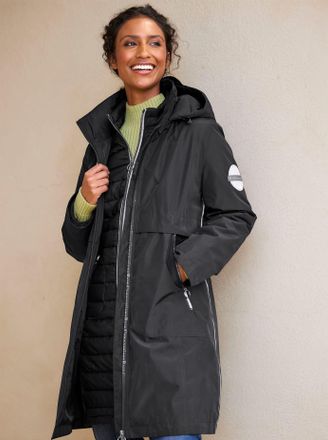 Heine 3-in-1-Funktionsmantel HEINE, Damen, Gr. 34, schwarz, 100% Polyester, Wattierung:100% Polyester, unifarben, unifarben mit Farbeinsatz, unifarben mit F