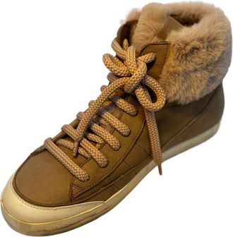 Primabase Womens Fur High Tops Sneakers In Tan