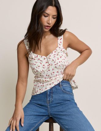 Nobody's Child White Ditsy Floral Top