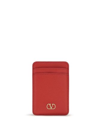 Valentino Garavani VLogo Signature Magnetic Closure Card Holder - Red
