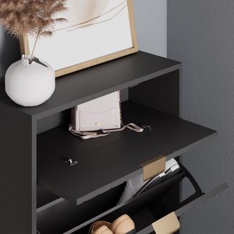 Vicco Zapatera Helge, Negro, 60 X 107.5 Cm 2 Compartimentos, Vicco