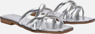 XY London Womens XY London Womens/Ladies Fiona Metallic Strappy Flat Sandals - Silver - Size: 6