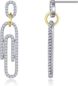 Lafonn Simulated Diamond Two-Tone Paperclip Earrings in Two Tone at Nordstrom Rack