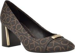 Calvin Klein Unesta Pointed Toe Pump in Brown Logo at Nordstrom Rack, Size 6.5