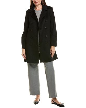 Sofiacashmere Modern Wool & Cashmere-Blend Trench Coat