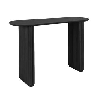 Sweeek Consola ovalada de madera de caucho con chapa de roble, negro
