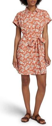 Faherty Breeze Stripe Belted Linen Blend Shirtdress in Ginger Floral at Nordstrom Rack, Size Small
