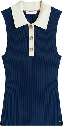 Tommy Hilfiger Top smanicato a coste - Blu