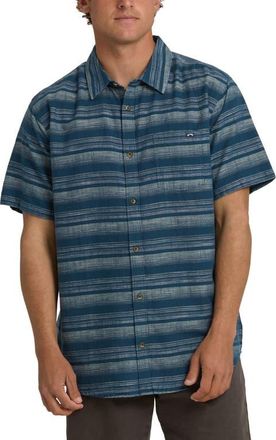 Billabong All Day Stripe Short Sleeve Button-Up Shirt in Dark Denim at Nordstrom, Size Xx-Large