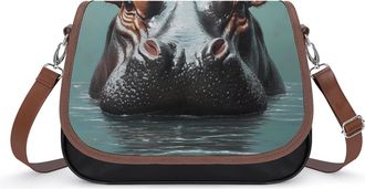 Generic Hippo from Water Womens Crossbody Bag Fashion Shoulder Handbags Message Tote Bag with Adjustable Strap