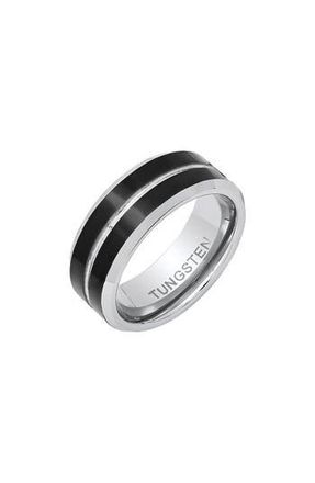 HMY Jewelry Mens Two-Tone Ring in Silver/Black at Nordstrom Rack, Size 6