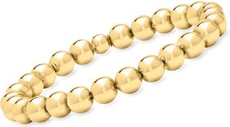 Ross-Simons Italian 8mm 18kt Gold Over Sterling Bead Stretch Bracelet