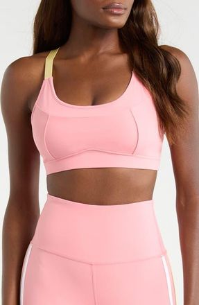 Lord & Taylor Cloud Contrast Sports Bra in Strawberry Ice at Nordstrom, Size X-Large