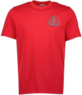Moncler Rood Logo T-shirt- Herfst-Winter 2025 Collectie - Heren - T-shirts - Rood - S - Katoen - Tops