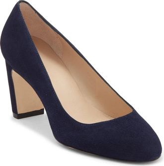 Stuart Weitzman Womens Stuart Weitzman Vida Pump Nice Blue Leather Block Heel HTAT508