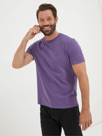 Fat Face FatFace Lulworth Violet Purple Organic Crew T-Shirt
